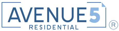 Avenue 5 Residential logo in the color blue