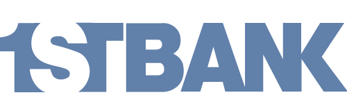 First Bank logo in the color blue