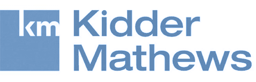 Kidder Mathews logo in the color blue