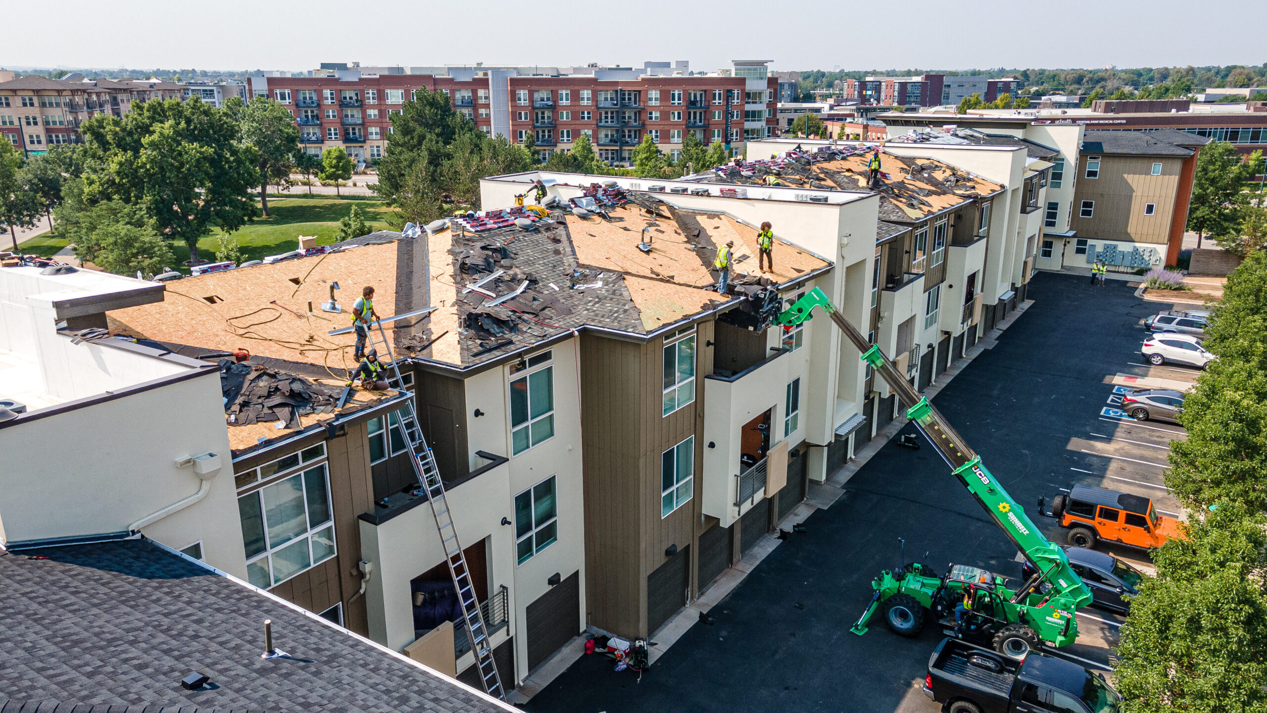 Overhead shot of apartment complex under construction in Aurora Colorado