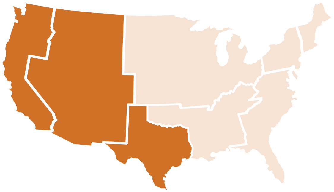 Avoda US Regions (West Coast, Mountain West, and Texas)