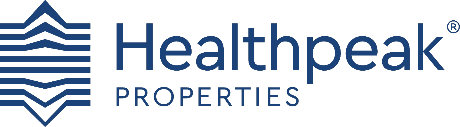 Healthpeak properties Logo in a navy blue color