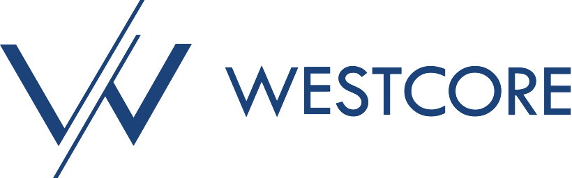 Westcore Logo in a navy blue color